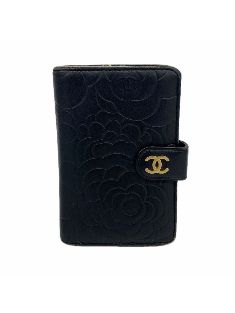 Chanel Wallet Camellia Lambskin Black Gold